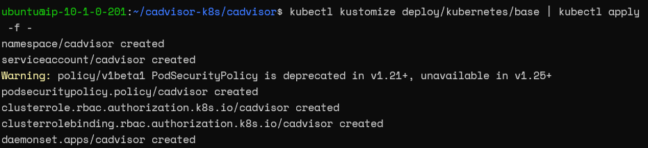 Applying Kustomize generated cAdvisor configuration