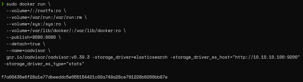 cAdvisor Docker Container with ElasticSearch as export driver