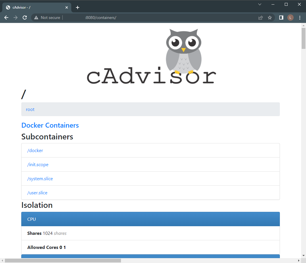 cAdvisor homepage
