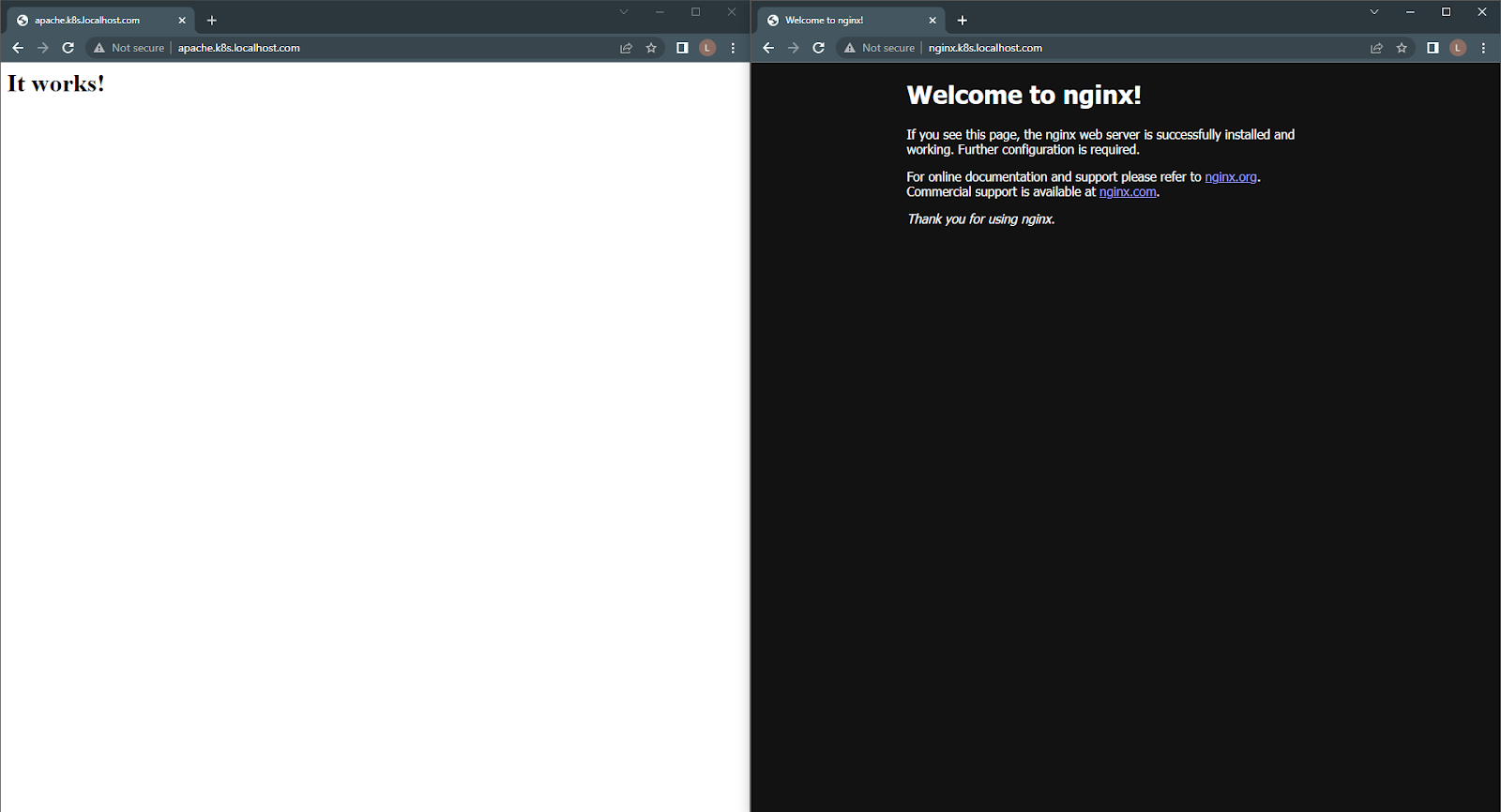 Figure 2 - NGINX Ingress Controller routing result